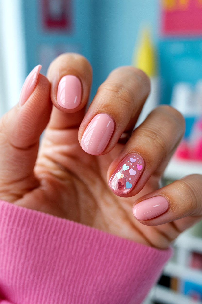 Blush Pink Jelly Nails - 25 Blush Pink Valentine's Day Nail Ideas