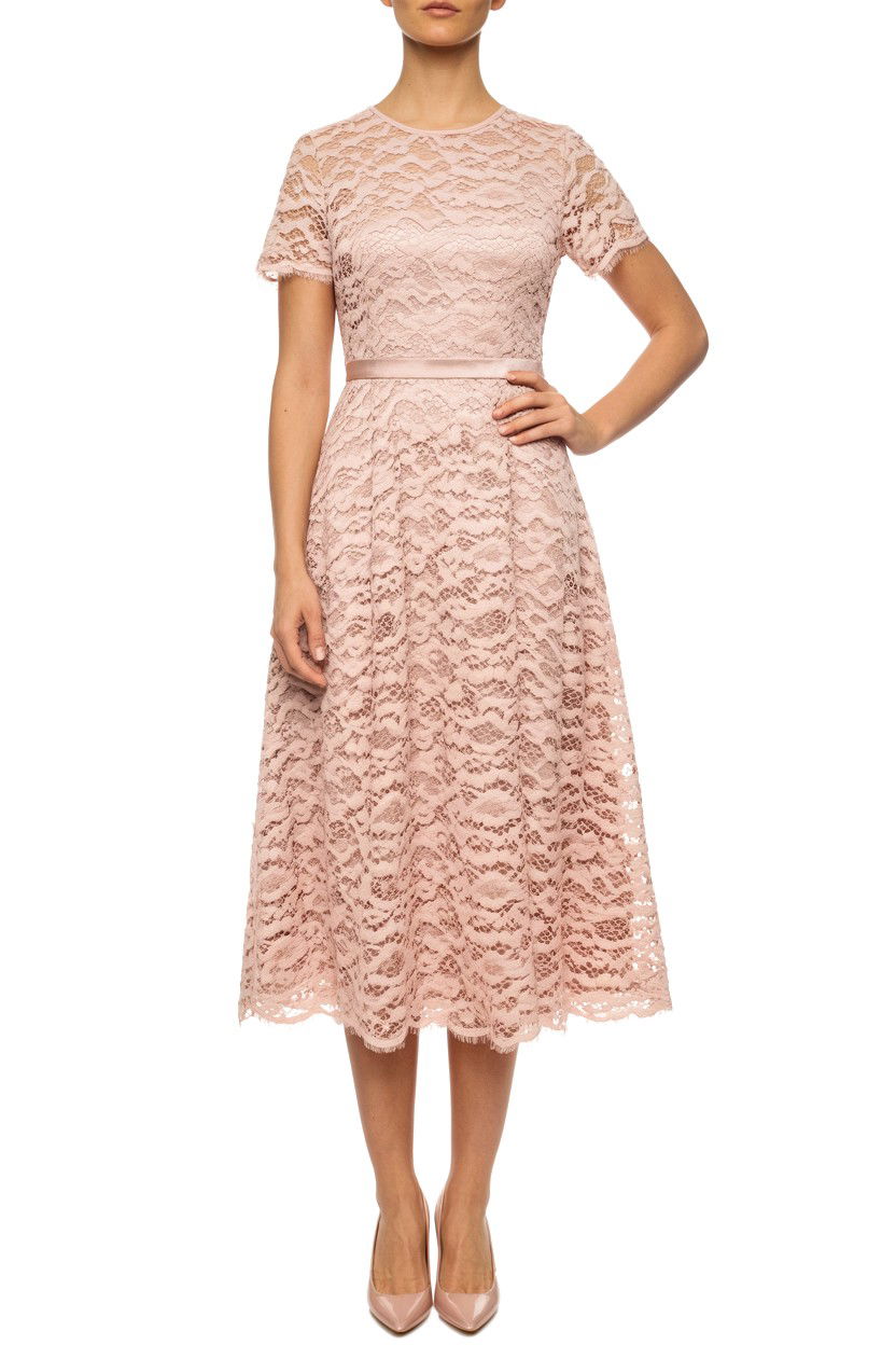 Blush Pink Lace Dress - 25 Valentine's Day Midi Dress Ideas