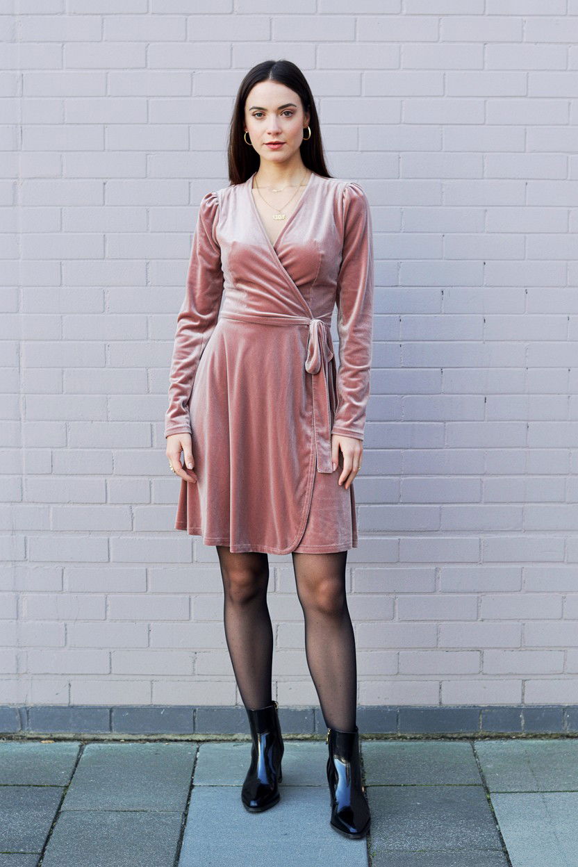 Blush Velvet Wrap Dress - 25 Valentine's Day Blush Looks