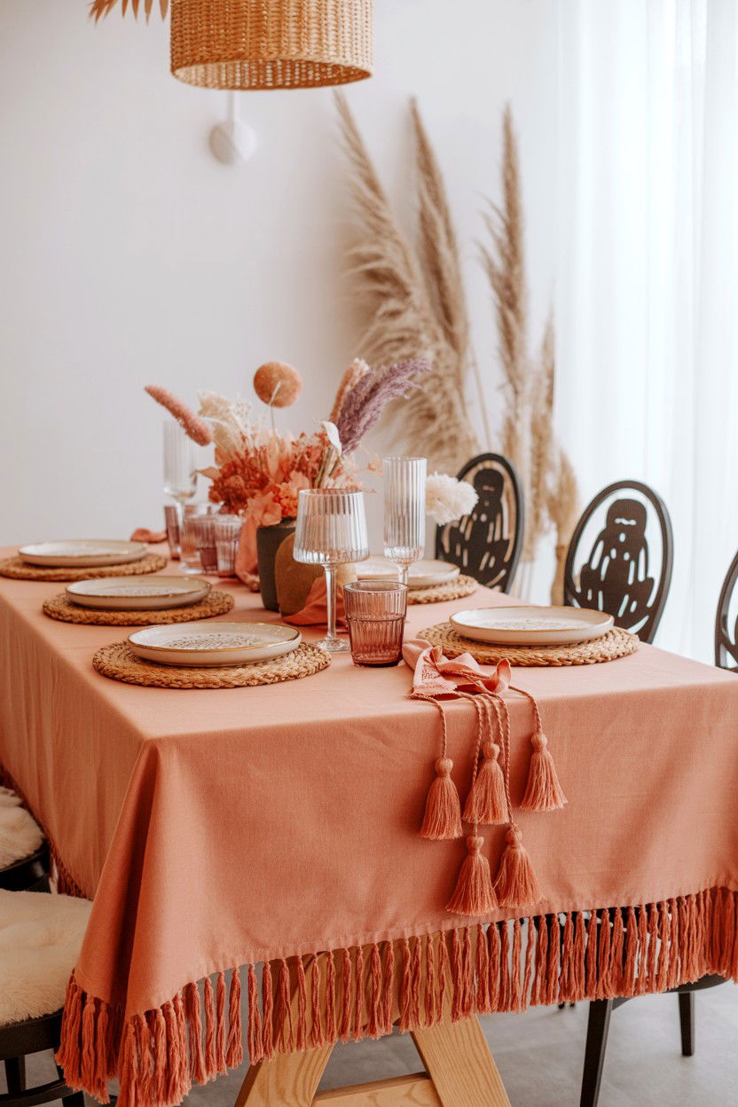 Boho Fringe Tablecloth - 25 Valentine's Day Table Cloth Ideas