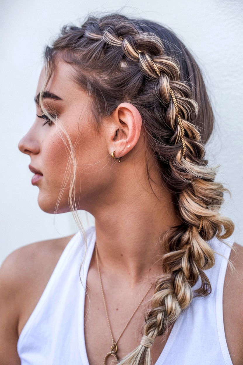 Boho Side Braid - 25 Valentine's Day Side Swept Hair Ideas