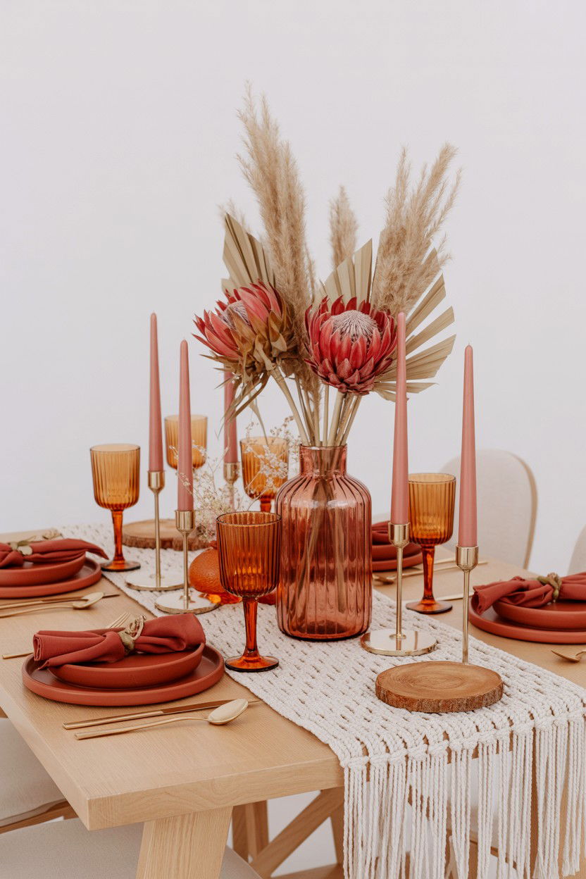 Boho Valentine Table - 25 Valentine's Day Party Table Ideas