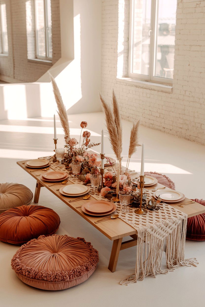 Boho chic Valentine table - 25 Elegant Valentine's Day Table Ideas