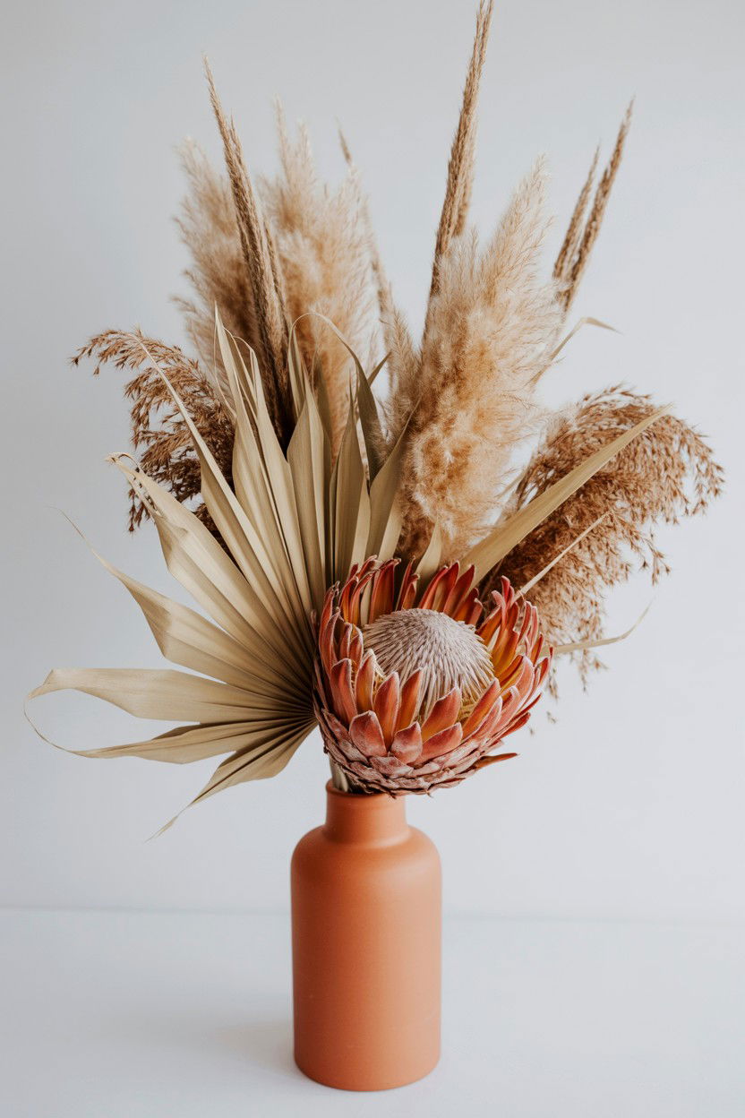 Boho pampas grass bouquet - 25 Valentine's Day Bouquet Ideas