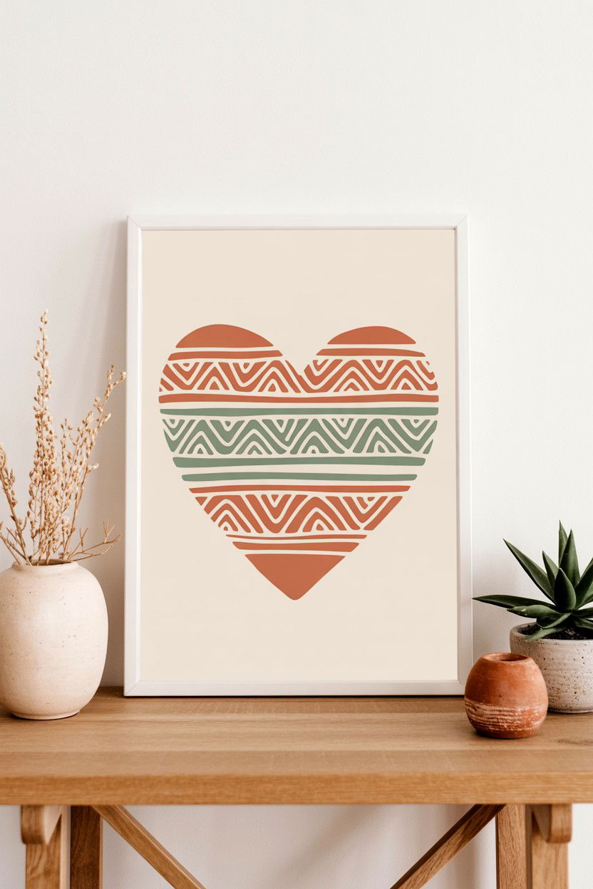 Boho terracotta heart - 25 Valentine's Day Art Print Ideas