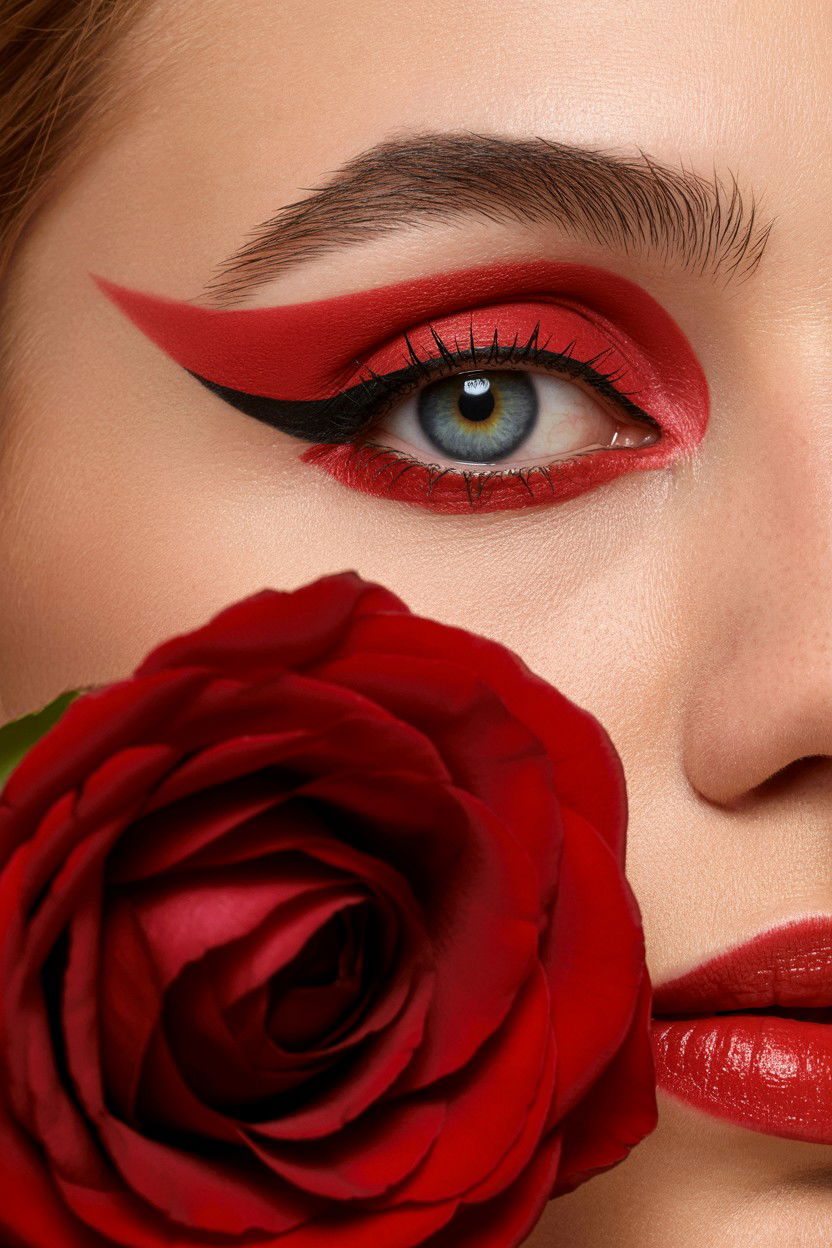 Bold red cat eye - 25 Valentine's Day Eyeliner Ideas