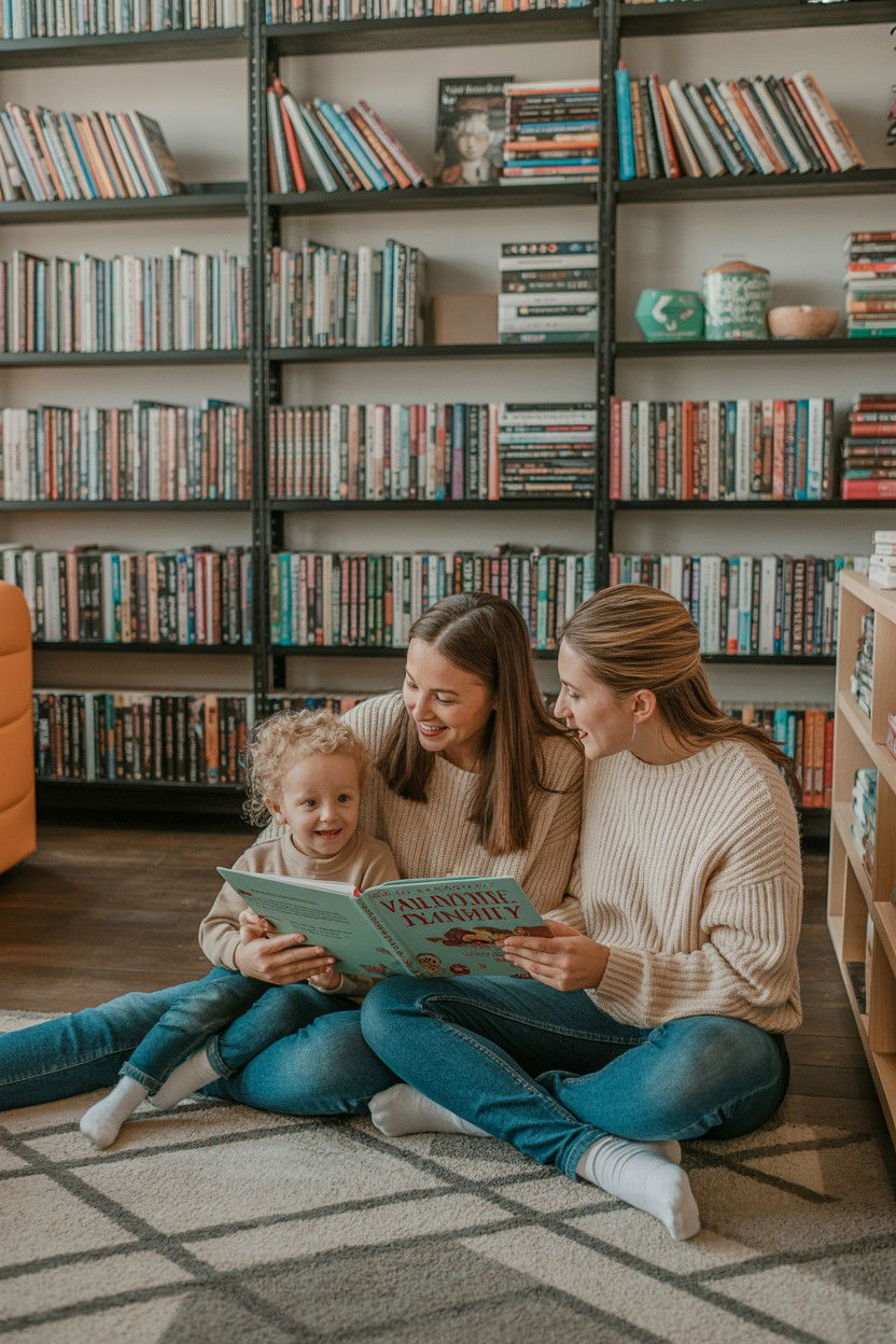 Bookstore Family Outing - 25 Valentine's Day Family Photo Ideas