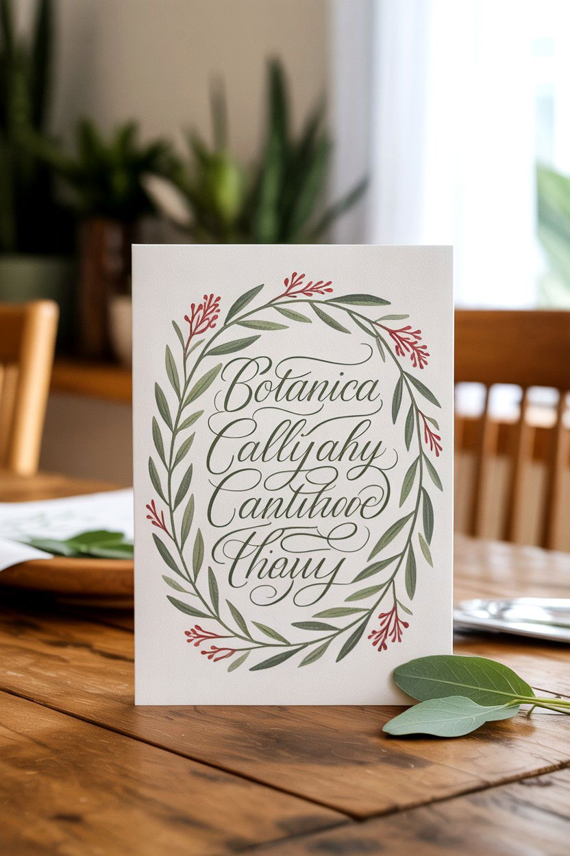 Botanical Calligraphy Card - 25 Calligraphy Valentine's Day Card Ideas