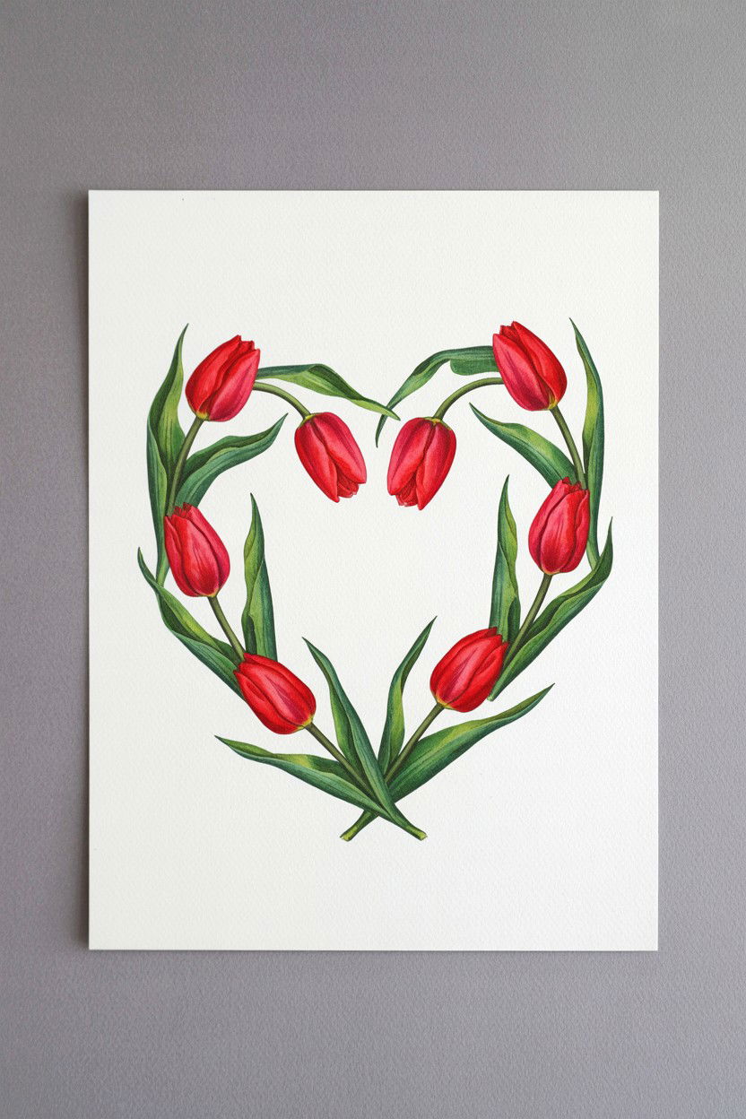 Botanical Heart Print - 25 Valentine's Day Wall Decor Ideas
