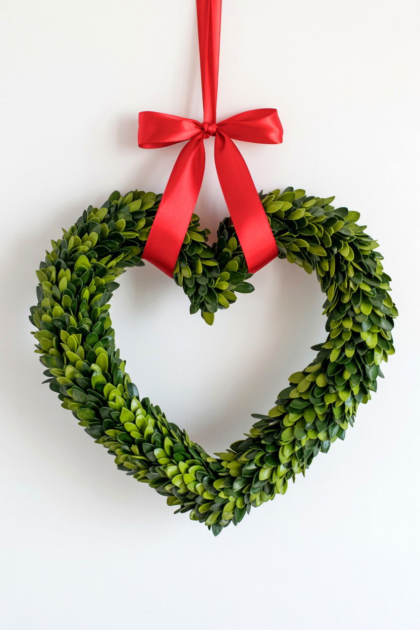 Boxwood Heart Wreath - 25 Rustic Valentine's Day Wreath Ideas