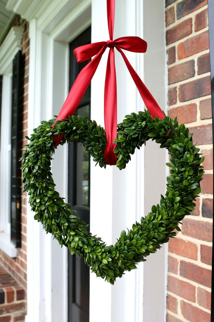 Boxwood Heart - 25 Elegant Valentine's Day Wreath Ideas