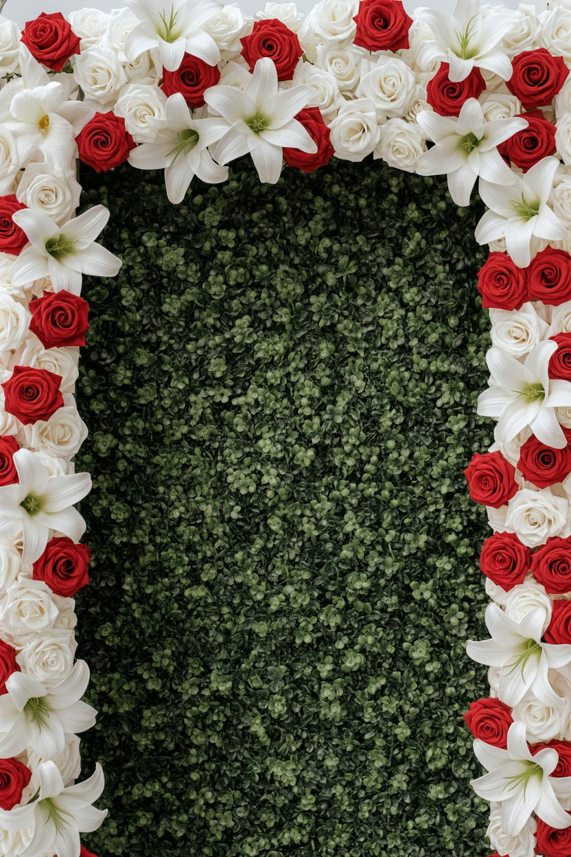 Boxwood flower wall - 25 Valentine's Day Flower Wall Ideas