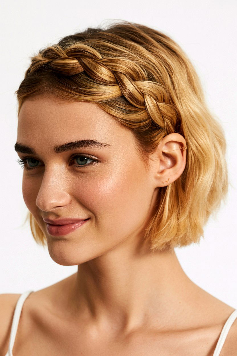 Braided Headband Short Hair - 25 Valentine's Day Short Hair Ideas
