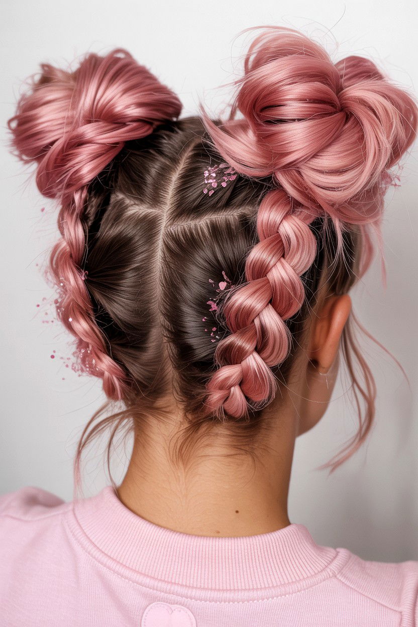 Braided Space Bun - 25 Valentine's Day Braided Hairstyles