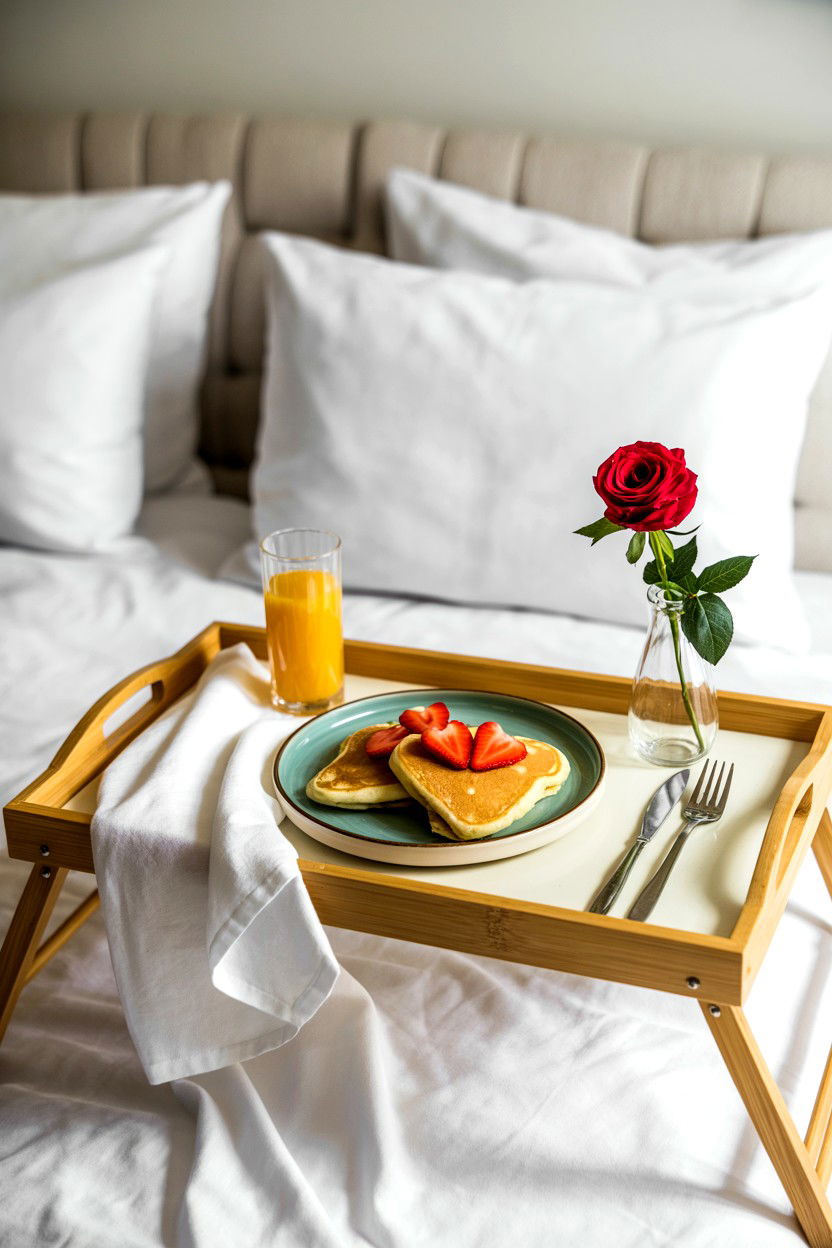 Breakfast In Bed Tray Setup - 25 Valentine's Day Romantic Surprise Ideas