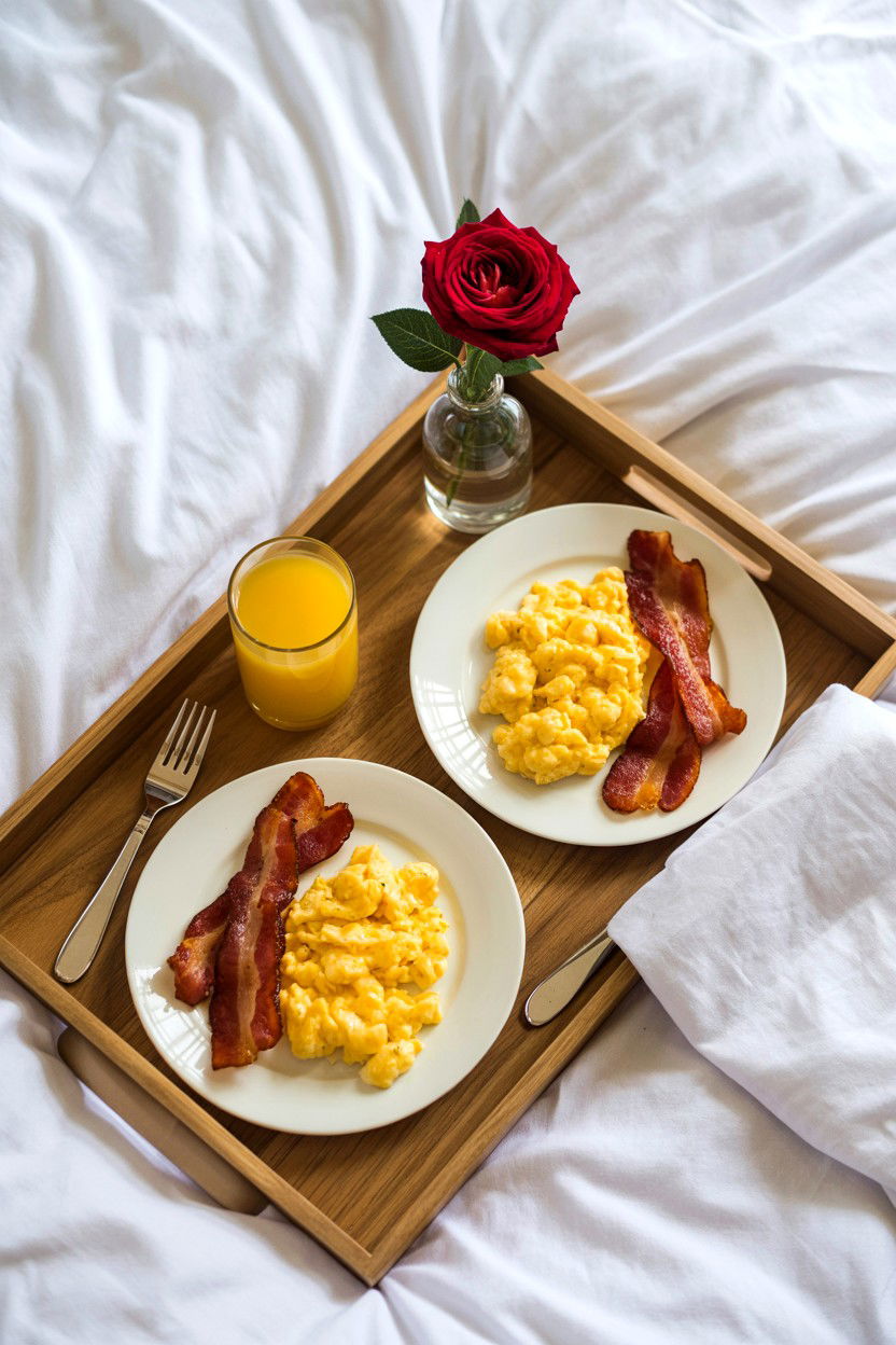 Breakfast in bed tray - 25 Valentine's Day Morning Surprise Ideas