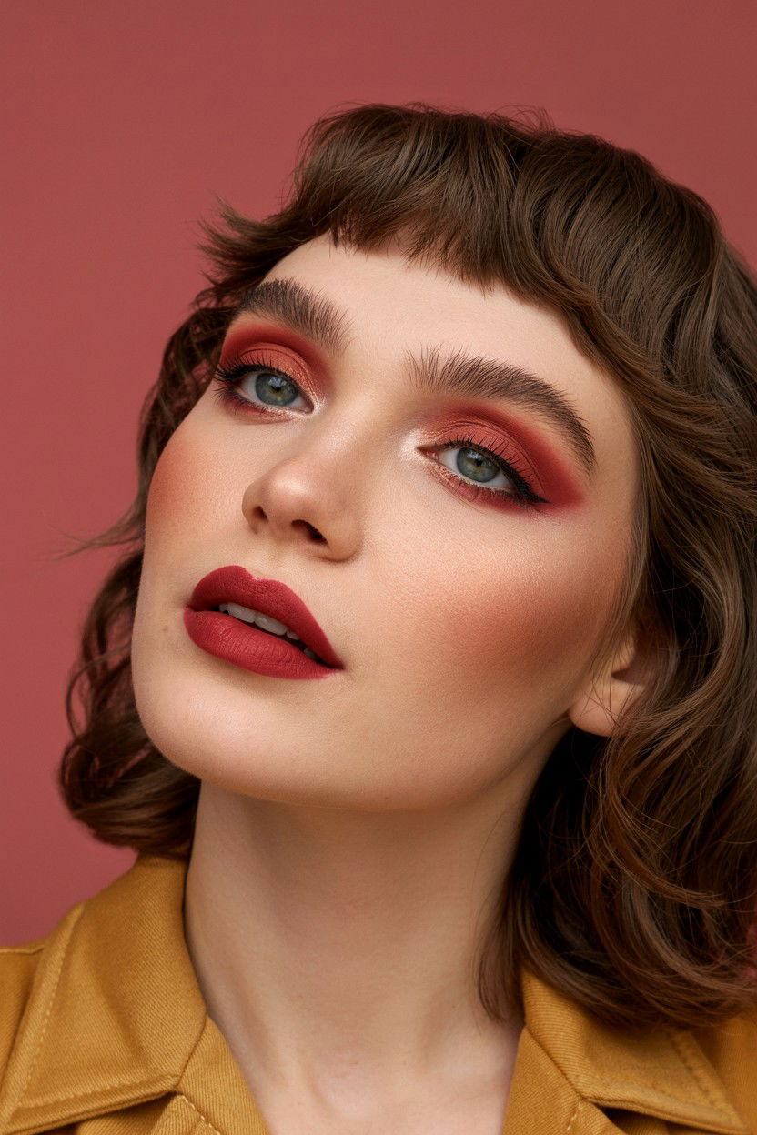 Brick Red Matte Makeup - 25 Matte Valentine's Day Makeup Ideas