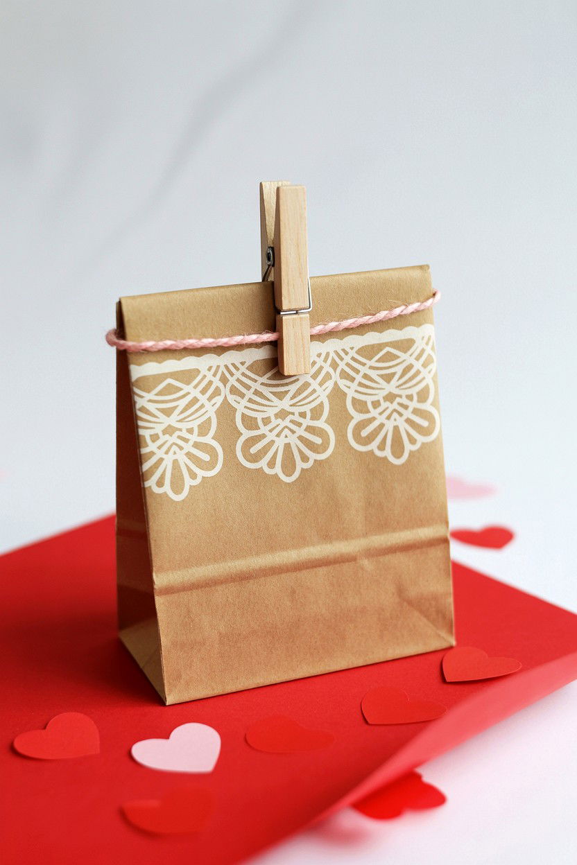 Brown Kraft Bag - 25 Valentine's Day Treat Bag Ideas