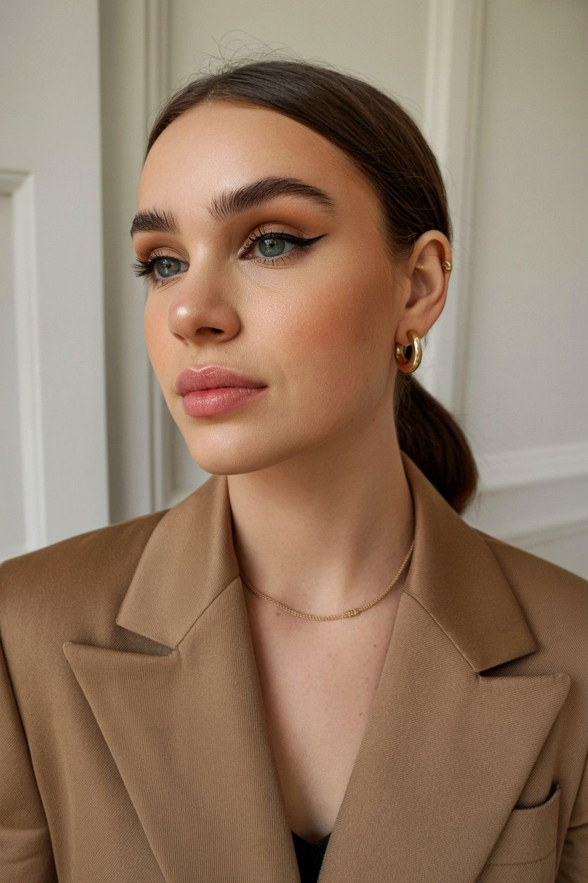Brown Winged Eyeliner - 25 Natural Valentine's Day Makeup Looks