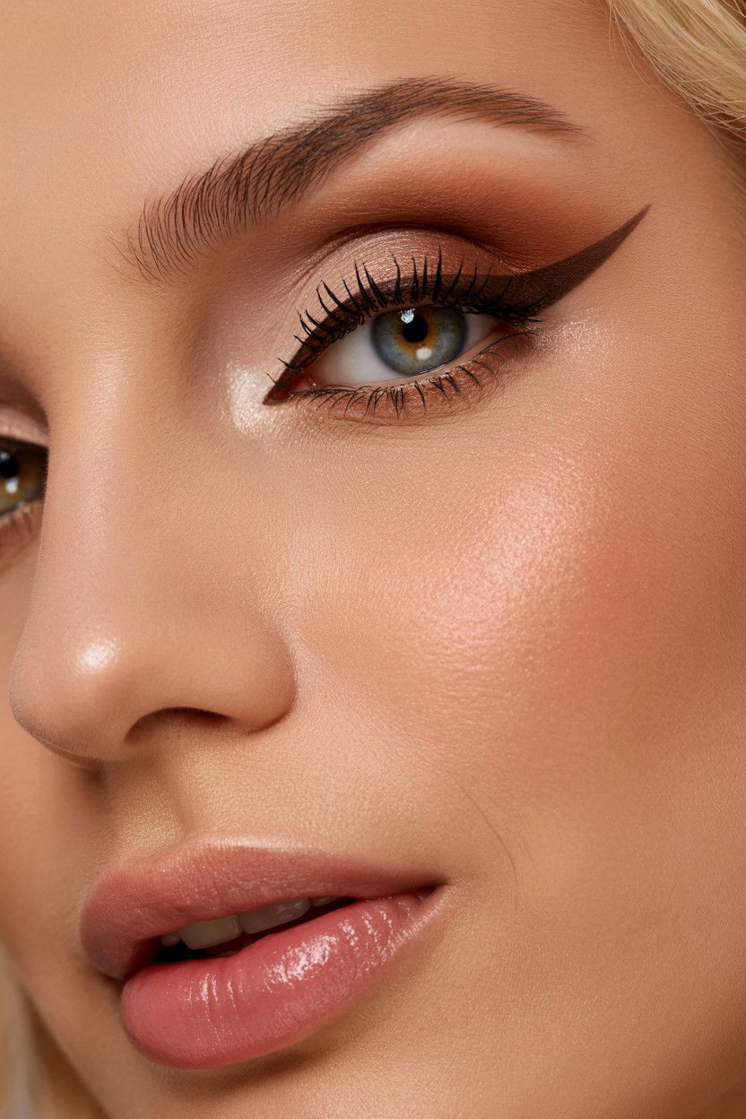 Brown Winged Eyeliner - 25 Coquette Valentine's Day Makeup Ideas