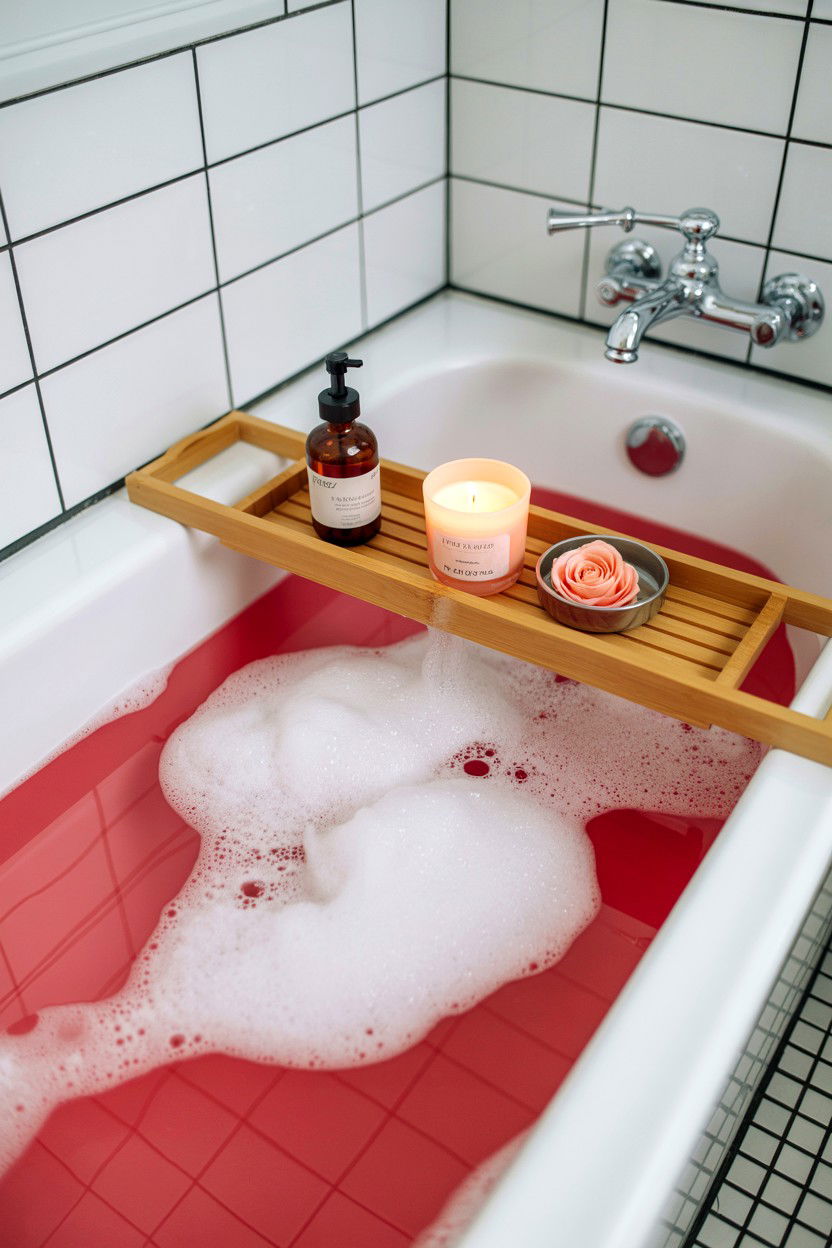 Bubble Bath Setup - 25 Aesthetic Valentine's Day Ideas