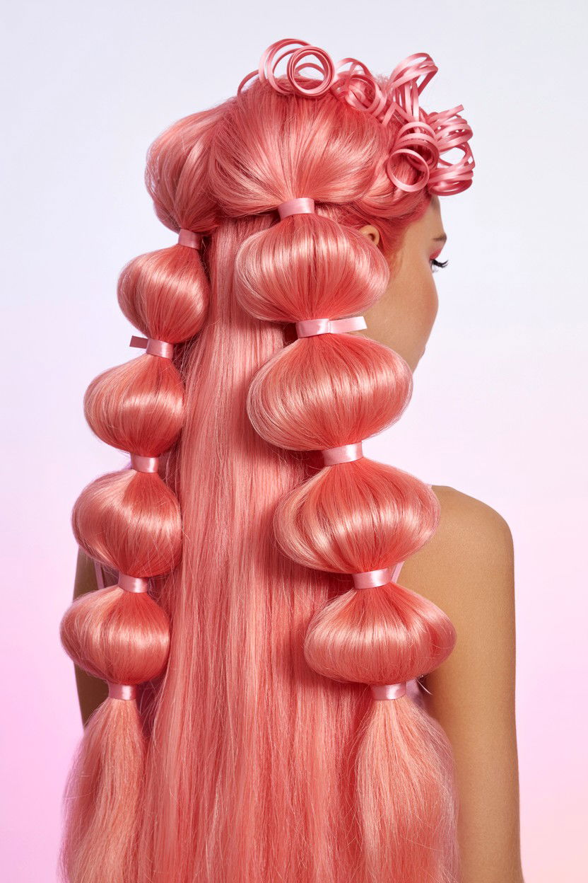 Bubble Braid With Ribbons - 25 Elegant Valentine's Day Hairstyles