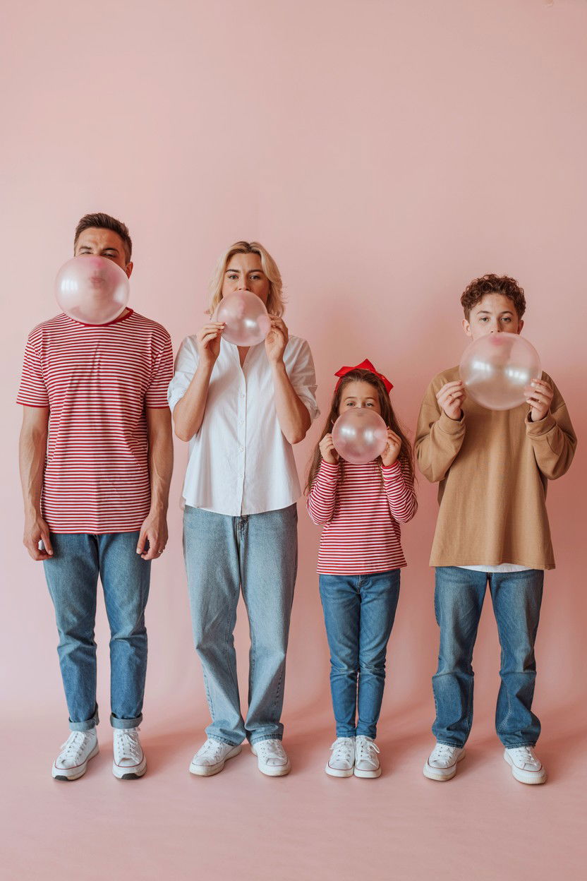 Bubble Gum Blowing - 25 Valentine's Day Family Photo Ideas