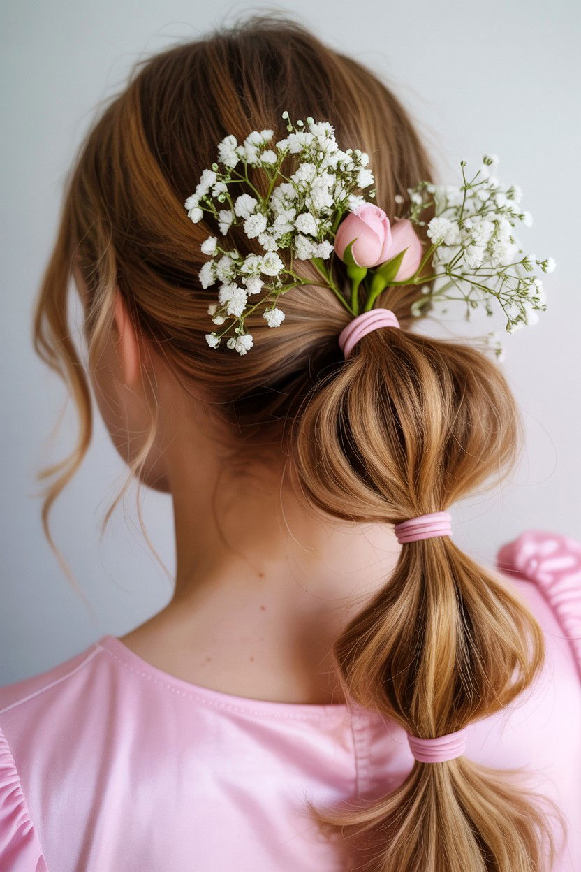 Bubble Ponytail Floral Accents - 25 Valentine's Day Bubble Ponytail Ideas