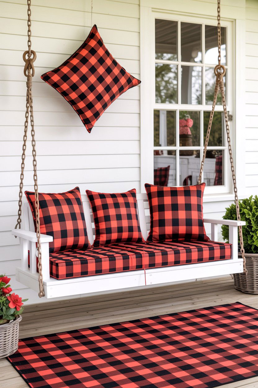 Buffalo Check Decor - 25 Valentine's Day Porch Swing Ideas