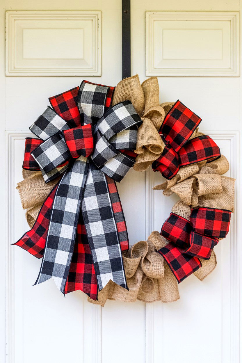 Buffalo Plaid Burlap Wreath