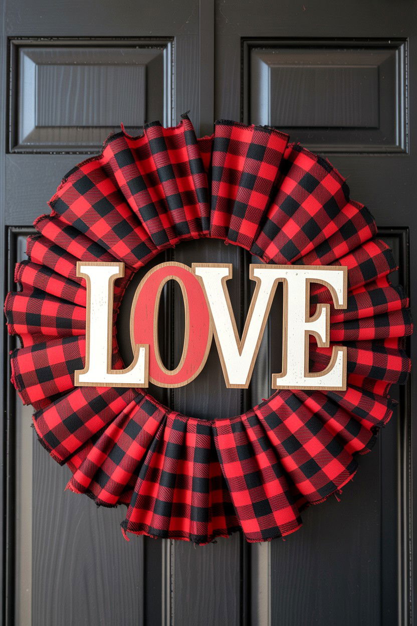 Buffalo Plaid Valentine Decor - 25 Valentine's Day Door Decorations