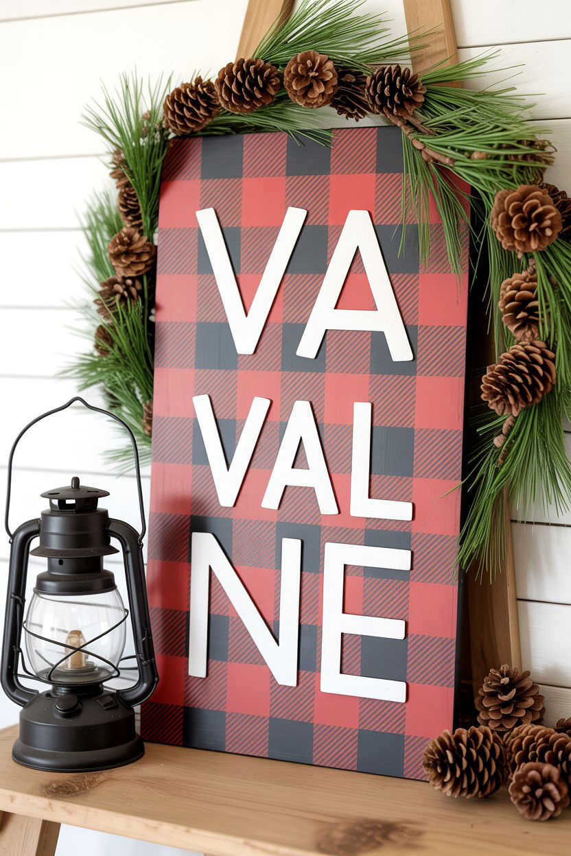 Buffalo Plaid Valentine Sign - 25 Valentine's Day Sign Ideas