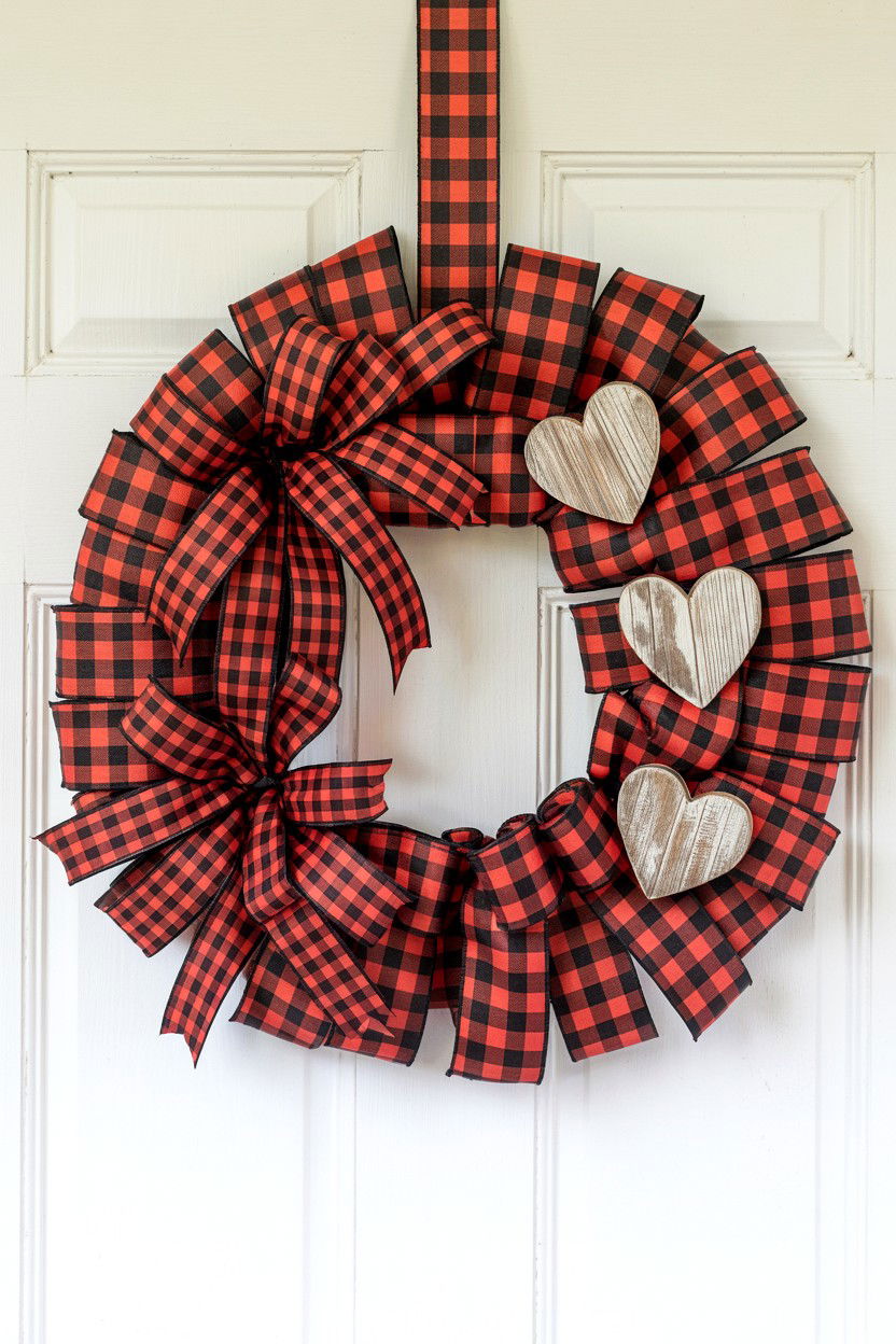 Buffalo Plaid Wreath - 25 Valentine's Day Wreath Ideas