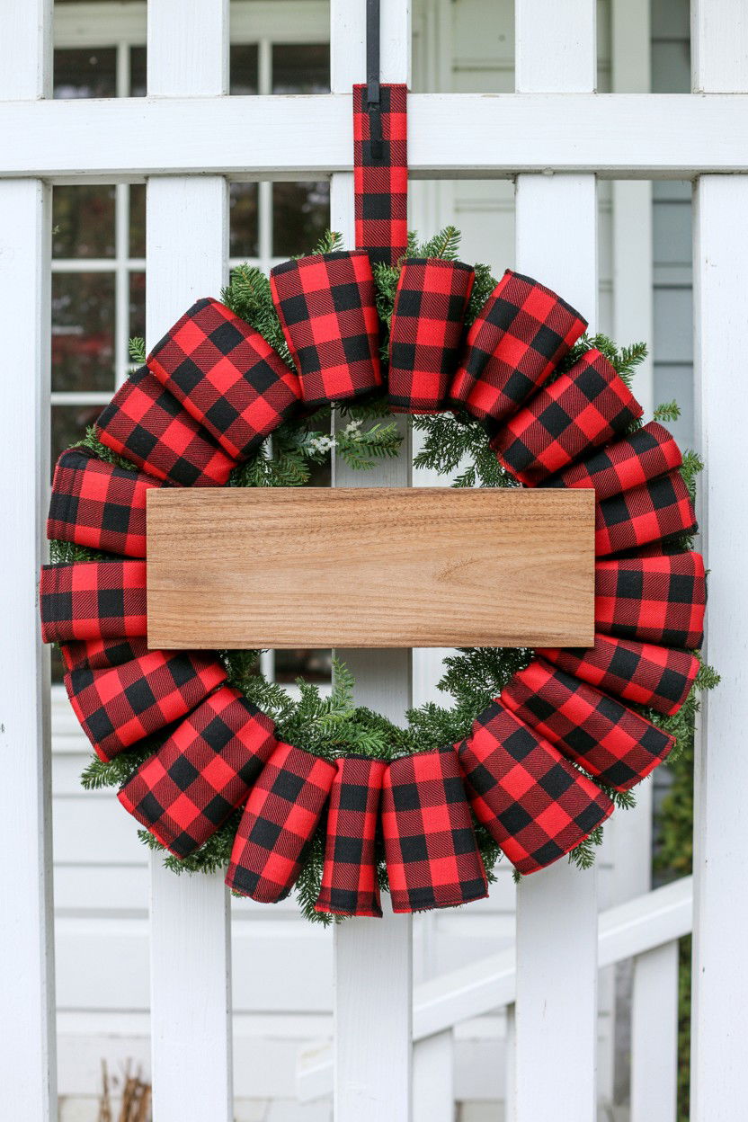 Buffalo Plaid Wreath - 25 Dollar Store Valentine's Day Wreath Ideas