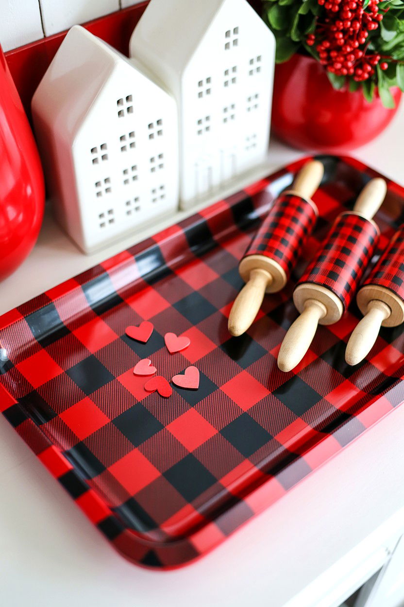 Buffalo check valentine tray - 25 Red Valentine's Day Tiered Tray Ideas