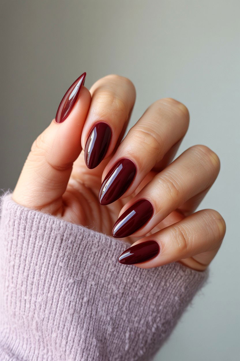 Burgundy Almond Nails - 25 Burgundy Valentine's Day Nail Ideas