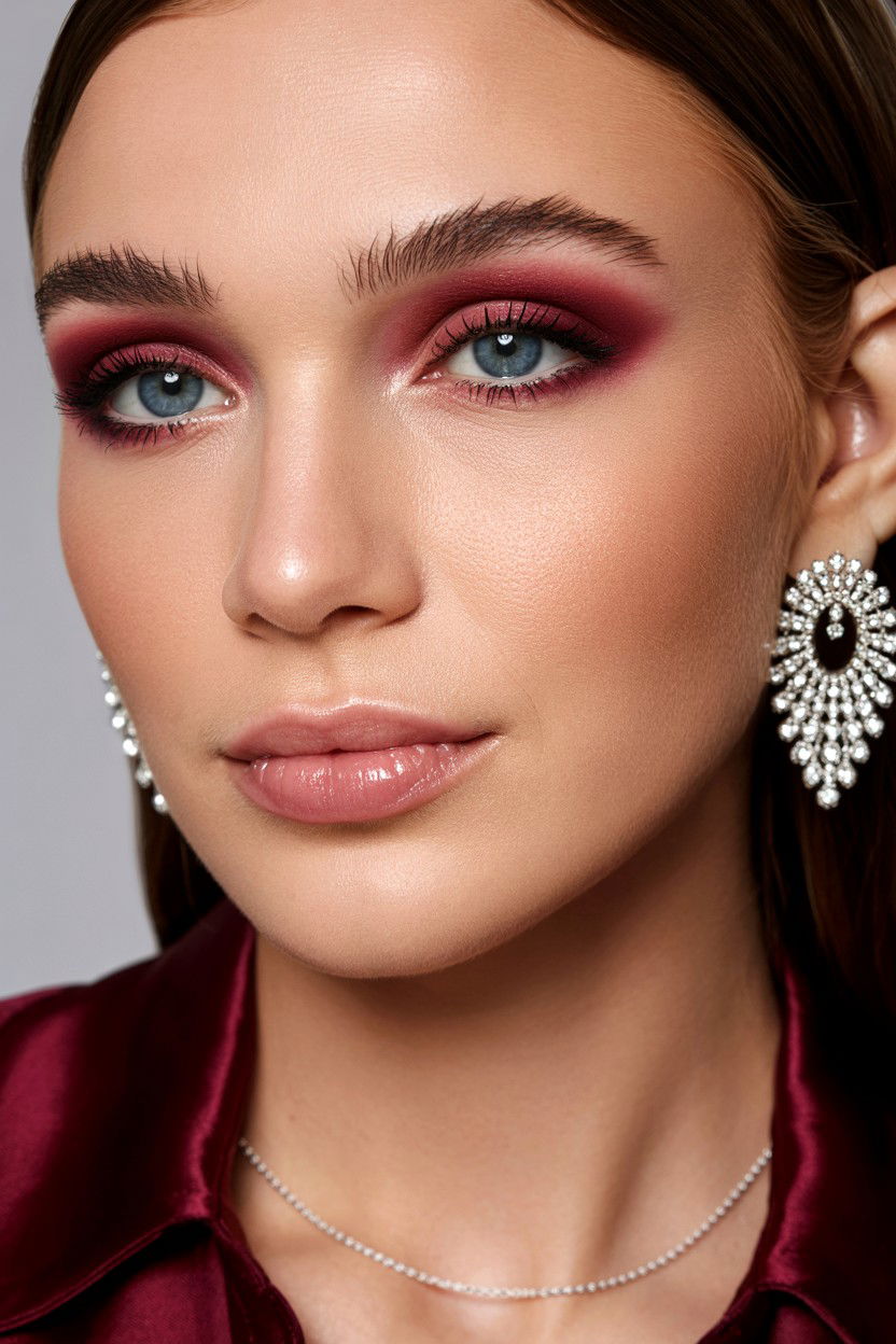 Burgundy Eyeshadow - 25 Valentine's Day Makeup for Blue Eyes