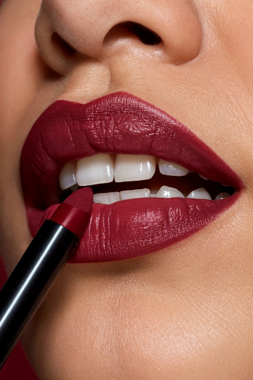Burgundy Lip Liner - 25 Valentine's Day Lip Liner Looks