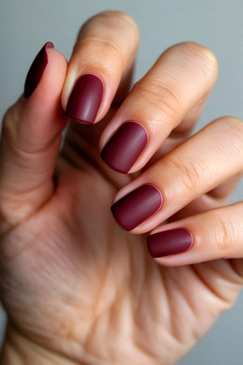 Burgundy Matte And Glossy Nails - 25 Burgundy Valentine's Day Nail Ideas