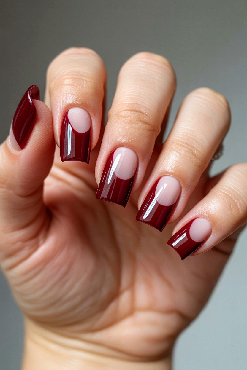 Burgundy Negative Space Nails - 25 Burgundy Valentine's Day Nail Ideas