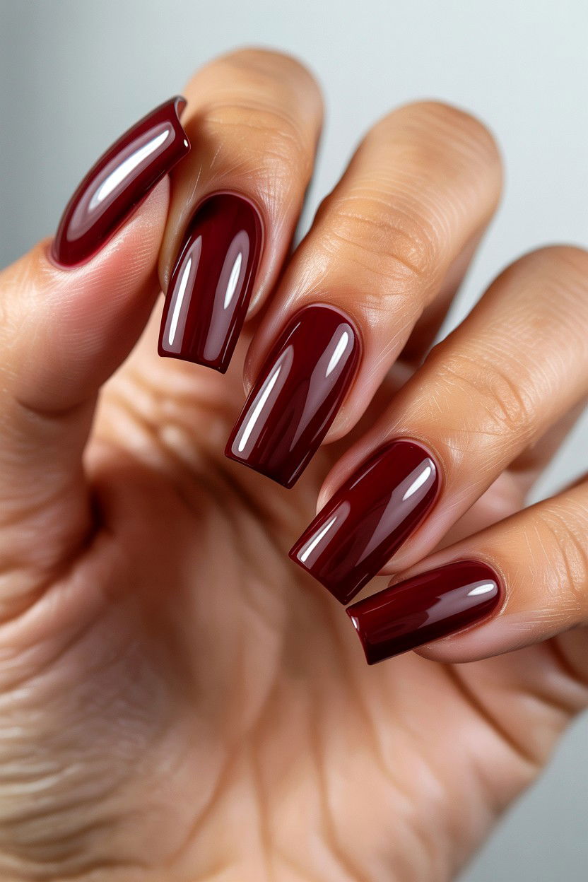 Burgundy Red Color - 25 Long Valentine's Day Nail Designs