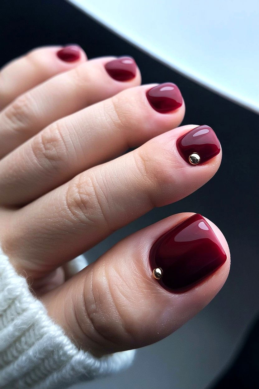 Burgundy Red Toe Nails - 25 Valentine's Day Toe Nail Ideas