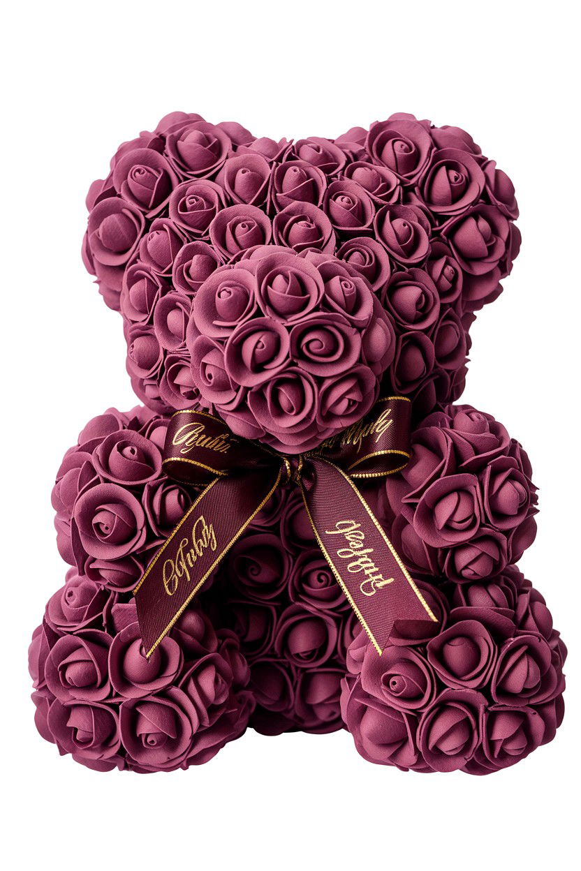 Burgundy Rose Bear - 25 Valentine's Day Rose Bear Ideas