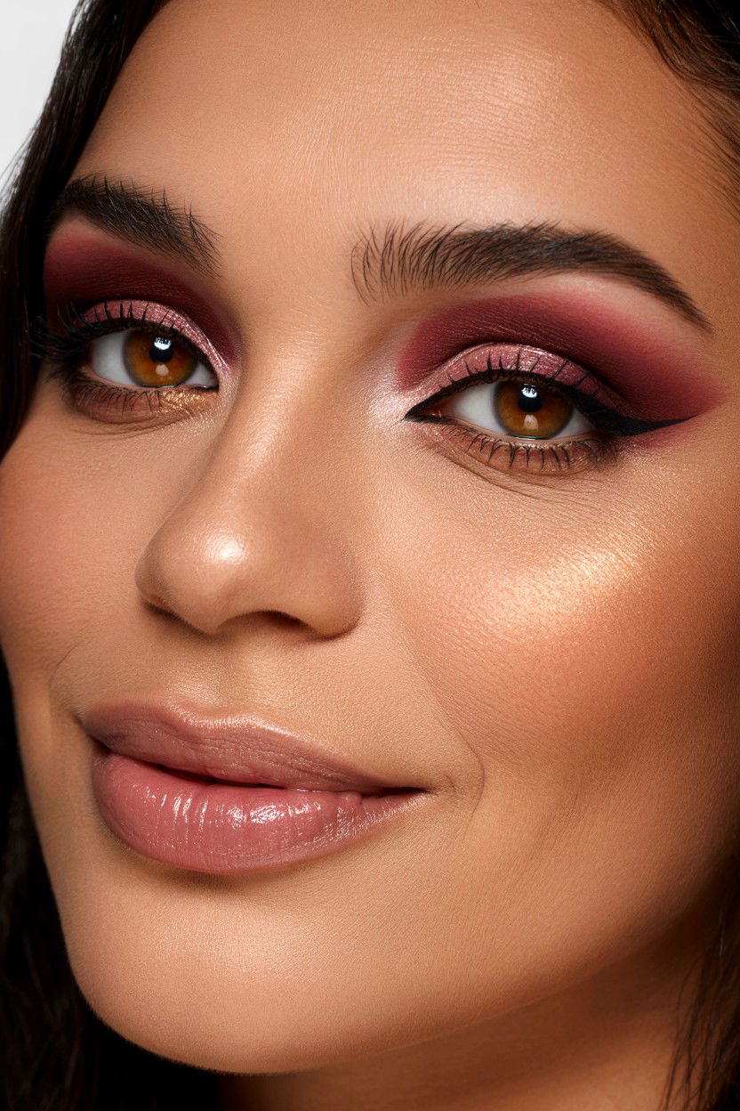 Burgundy Smoky Eye - 25 Valentine's Day Makeup for Brown Eyes