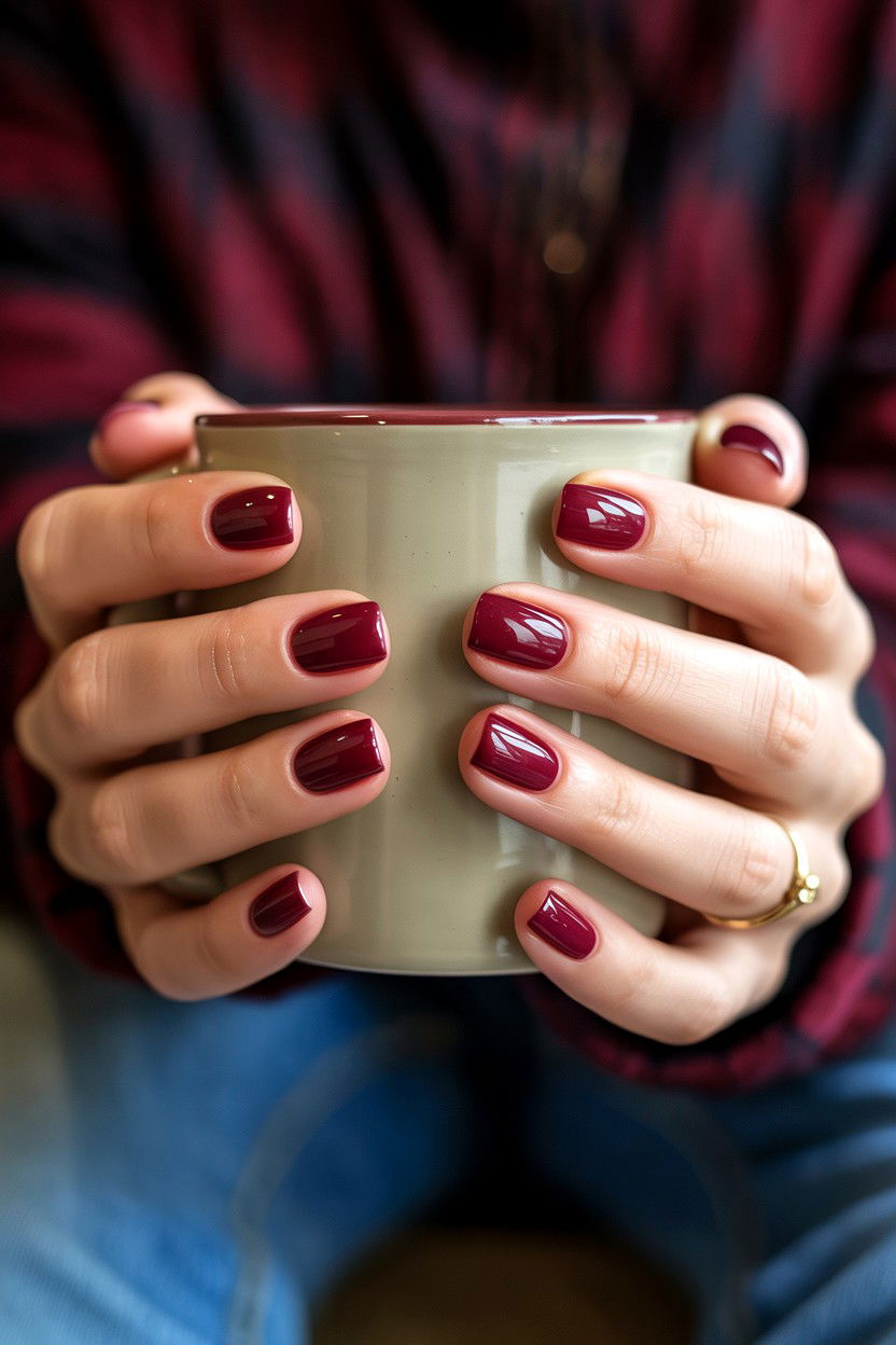 Burgundy Square Nails - 25 Valentine's Day Square Nail Ideas