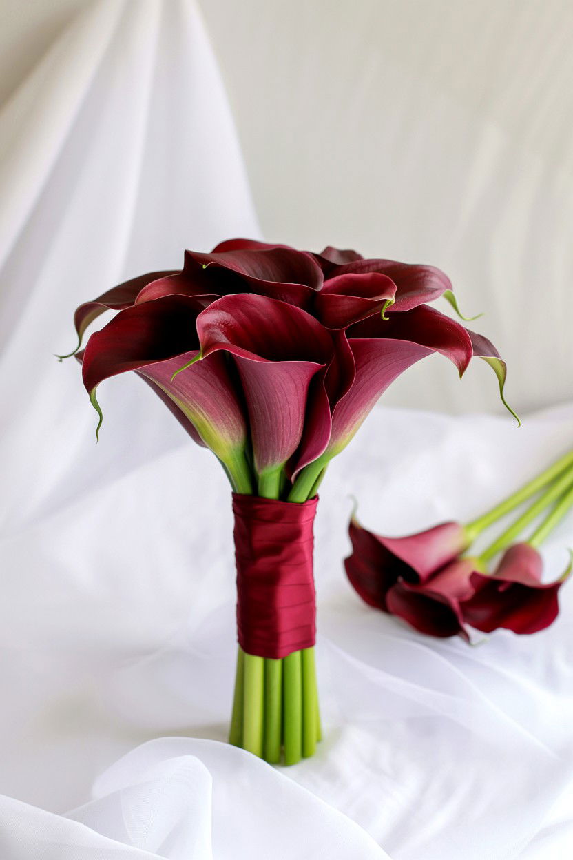 Burgundy calla lily wedding bouquet - 25 Valentine's Day Wedding Bouquet Ideas