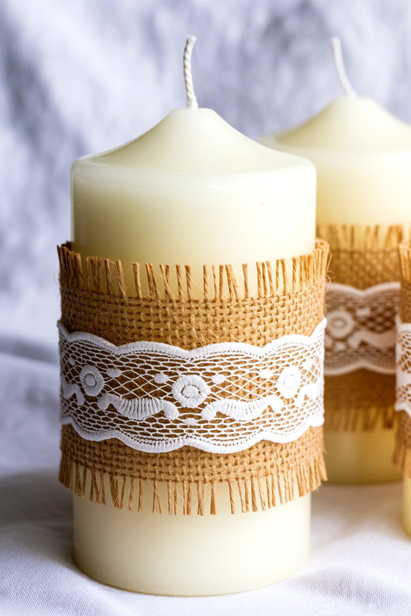 Burlap And Lace Candle - 25 Valentine's Day Candle Holder Ideas