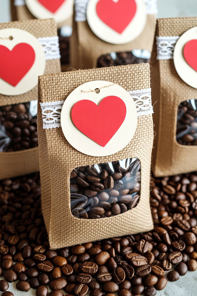 Burlap Coffee Favor Bag - 25 Valentine's Day Favor Bag Ideas