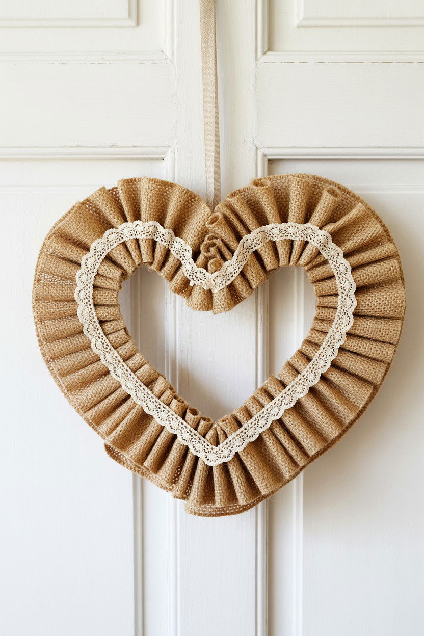 Burlap Heart - 25 Heart Shaped Wreath Ideas