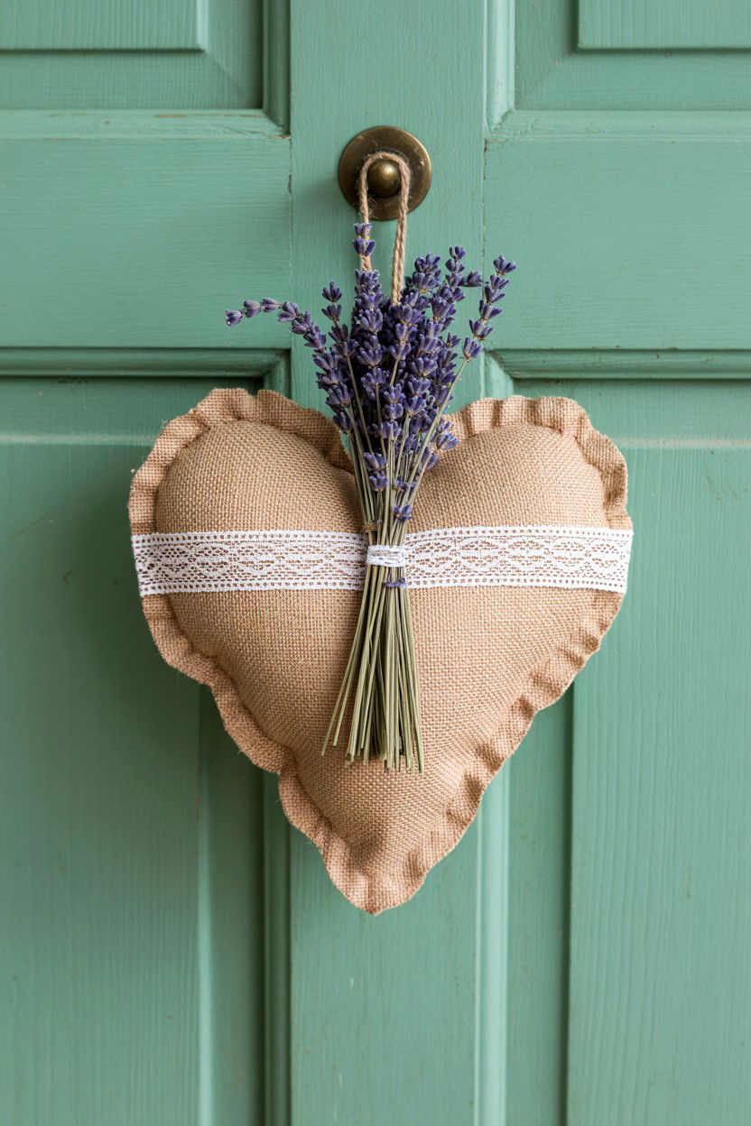 Burlap Heart Door Decoration - 25 Valentine's Day Door Decorations